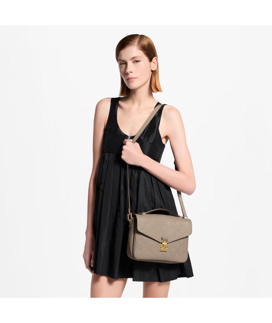 LOUIS VUITTON Бежевая кожаная сумка тоут, фото 4