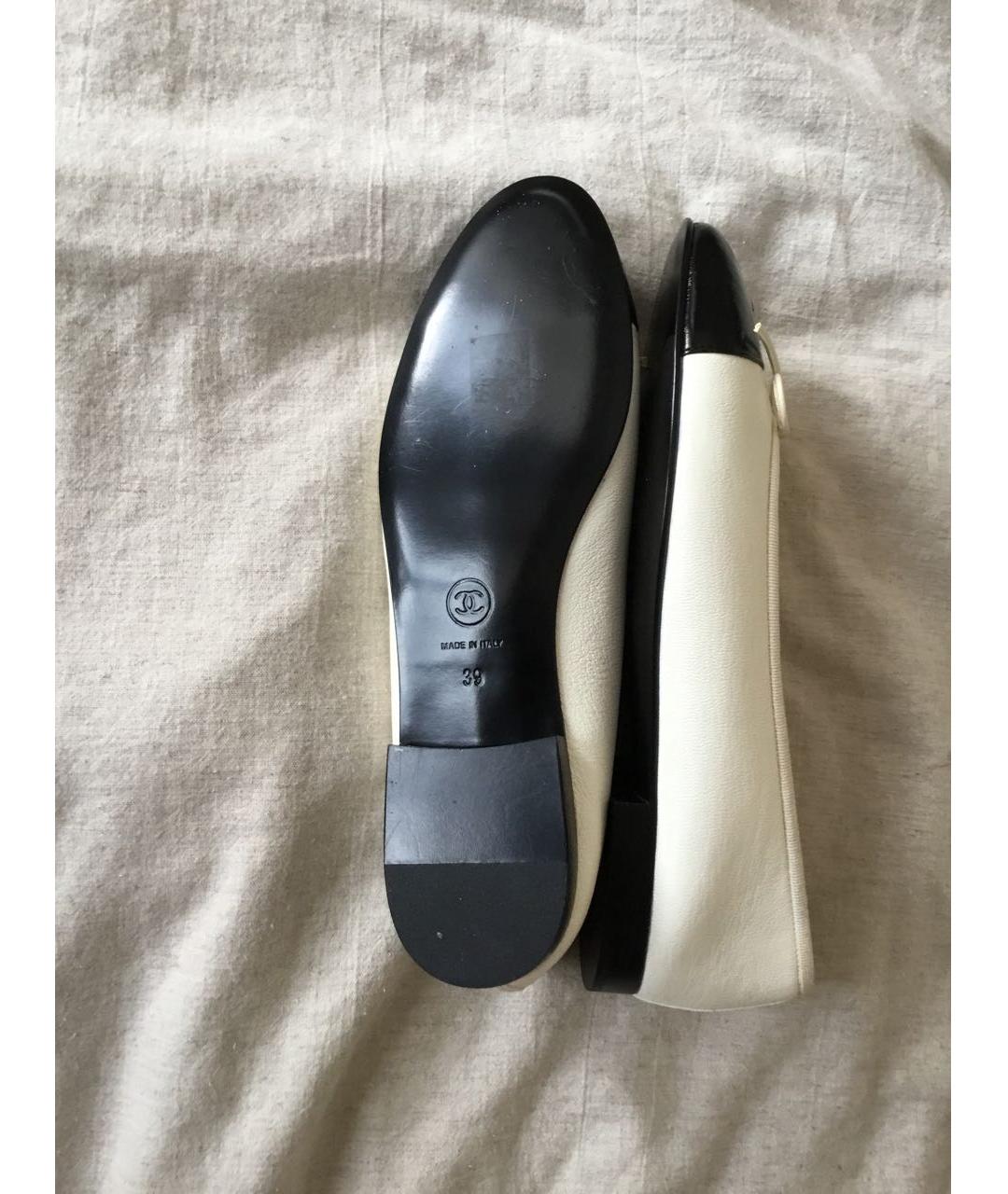 CHANEL Белые кожаные балетки, фото 6
