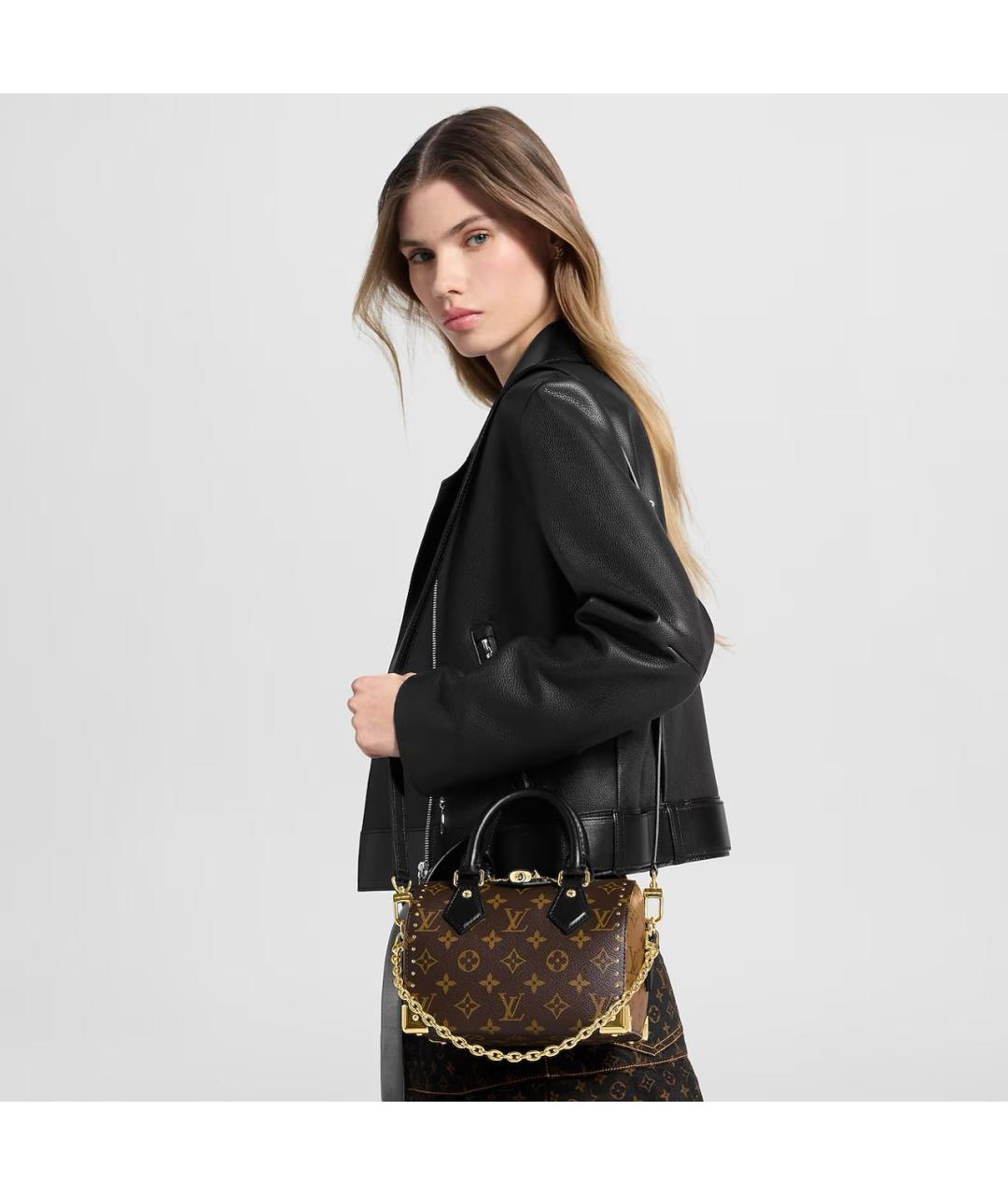 LOUIS VUITTON Коричневая кожаная сумка с короткими ручками, фото 5