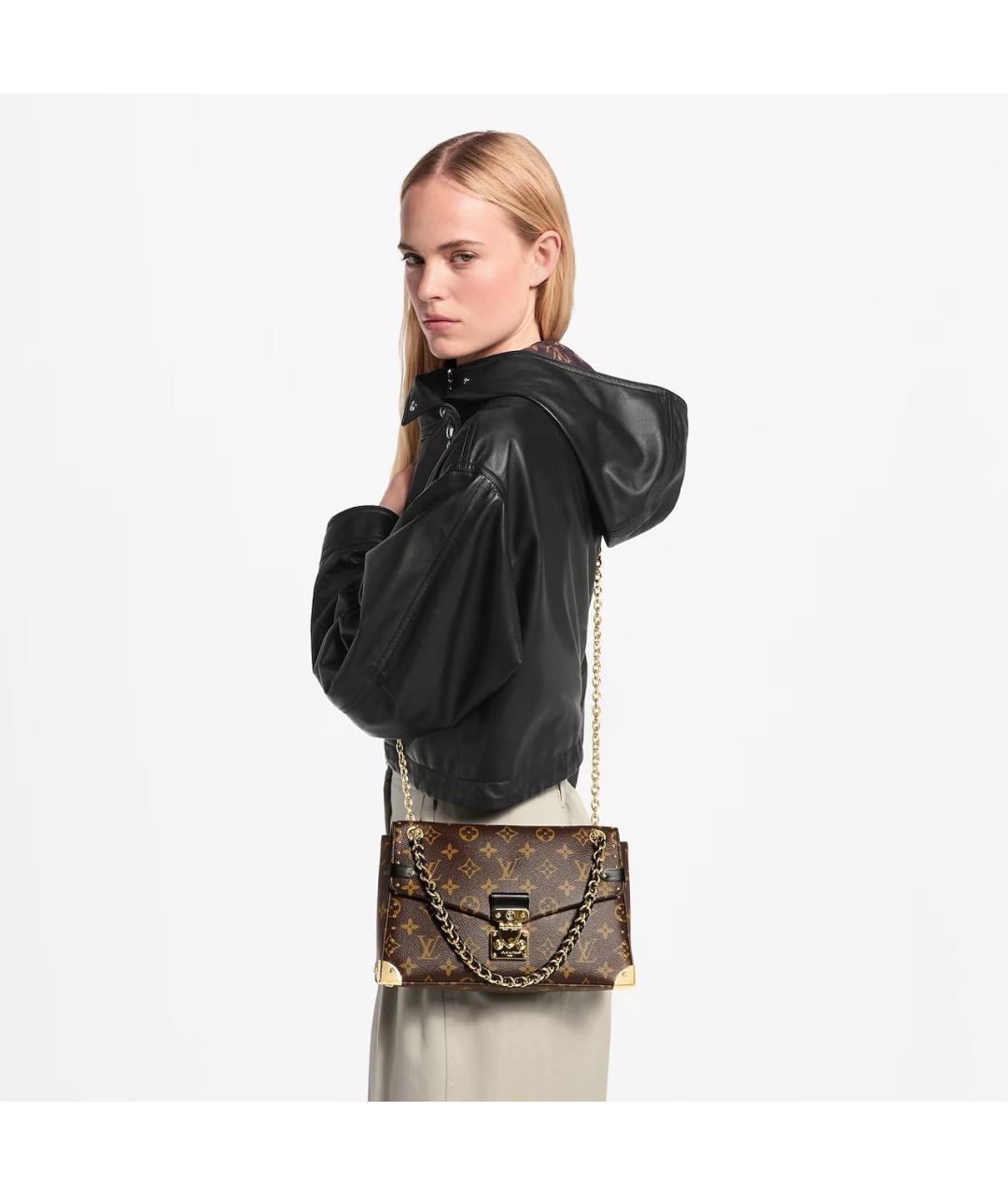 LOUIS VUITTON Коричневая кожаная сумка через плечо, фото 6