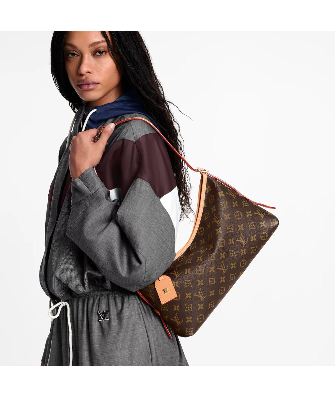 LOUIS VUITTON Коричневая кожаная сумка с короткими ручками, фото 5