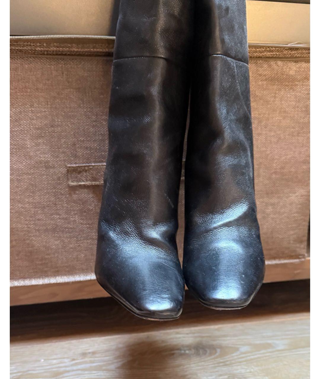 SAINT LAURENT Черные кожаные ботфорты, фото 2
