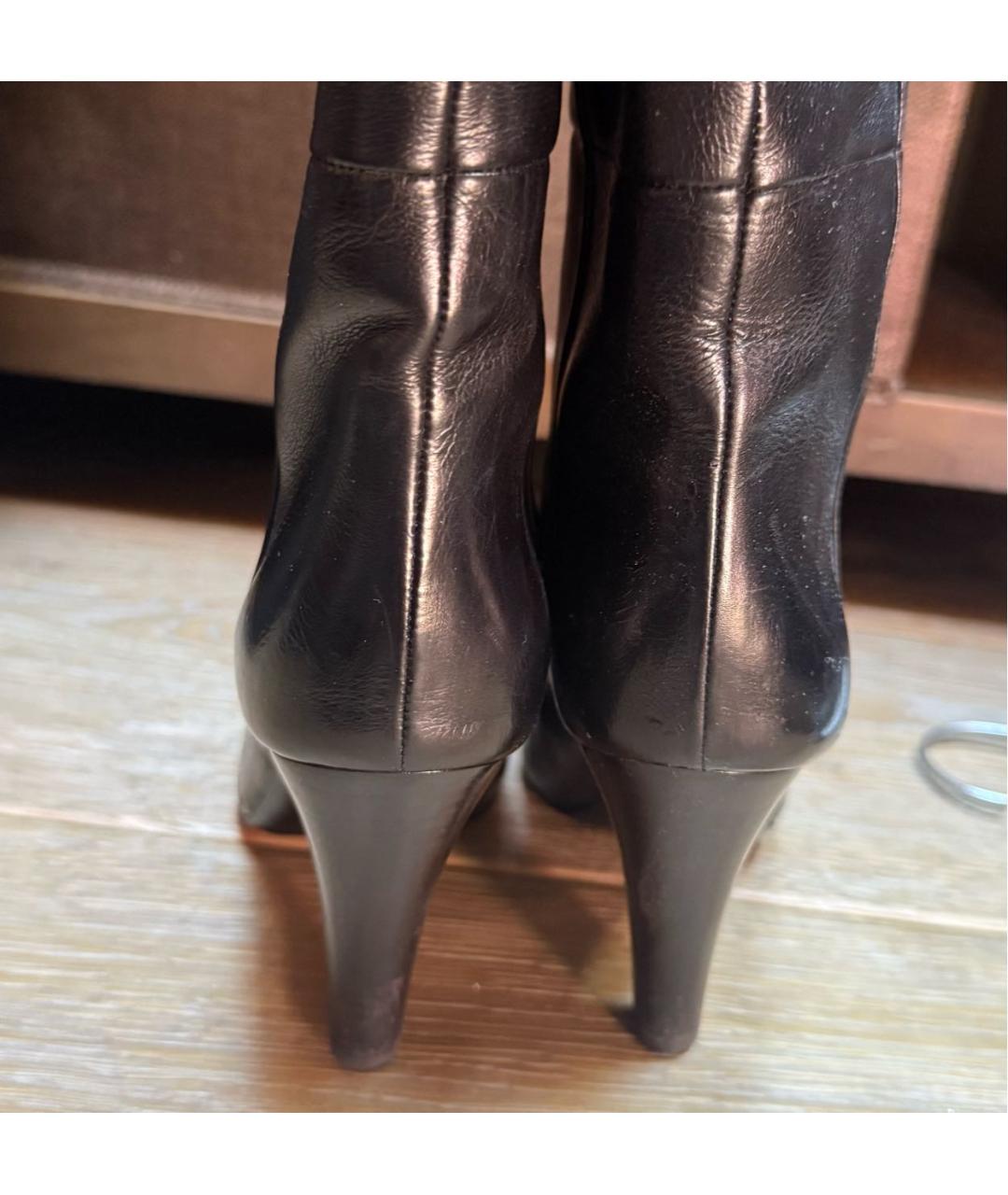 SAINT LAURENT Черные кожаные ботфорты, фото 4