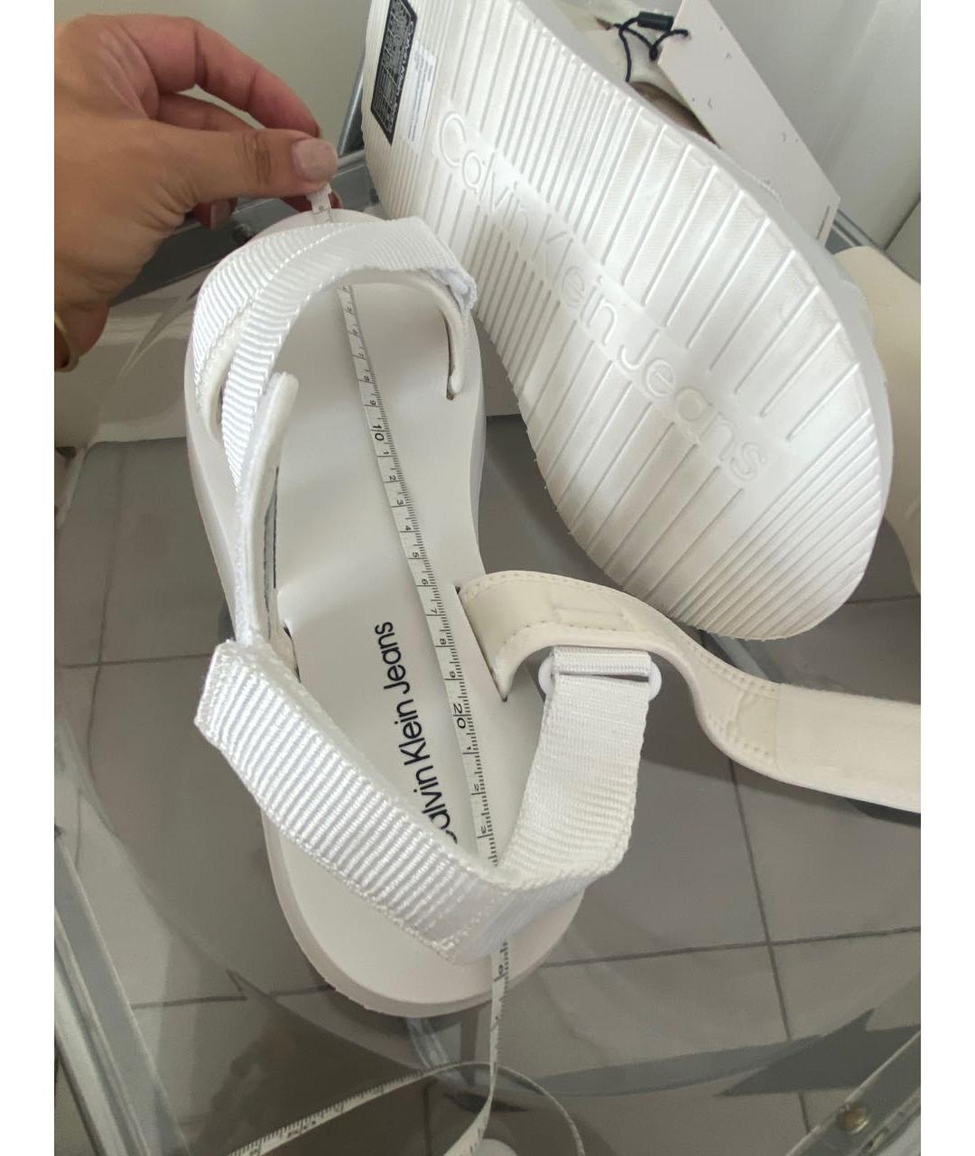 CALVIN KLEIN Белые текстильные босоножки, фото 5