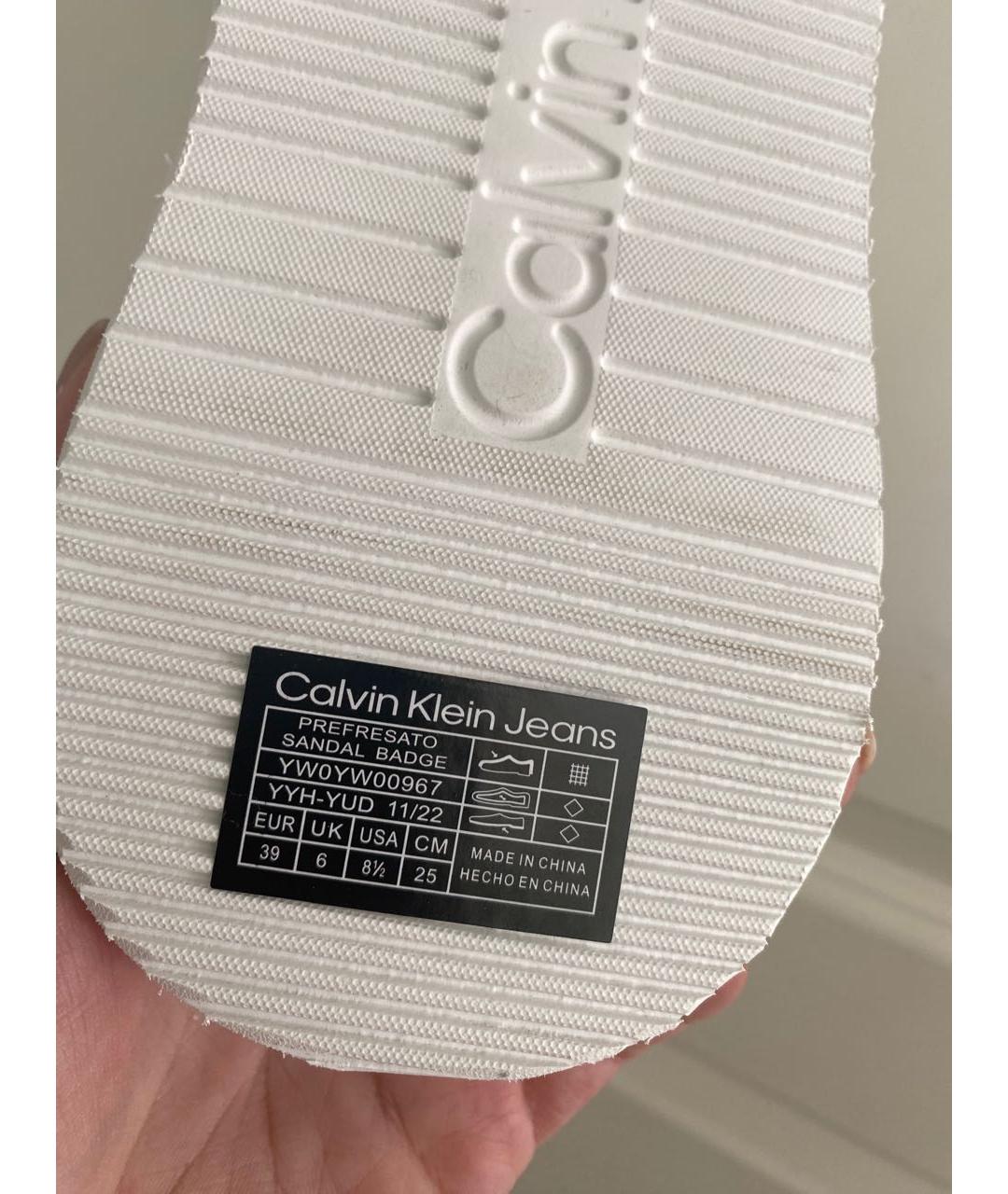 CALVIN KLEIN Белые текстильные босоножки, фото 7
