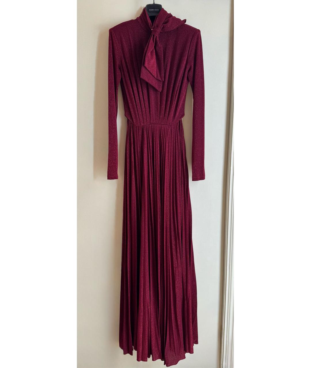 ELISABETTA FRANCHI Бордовое вискозное вечернее платье, фото 6
