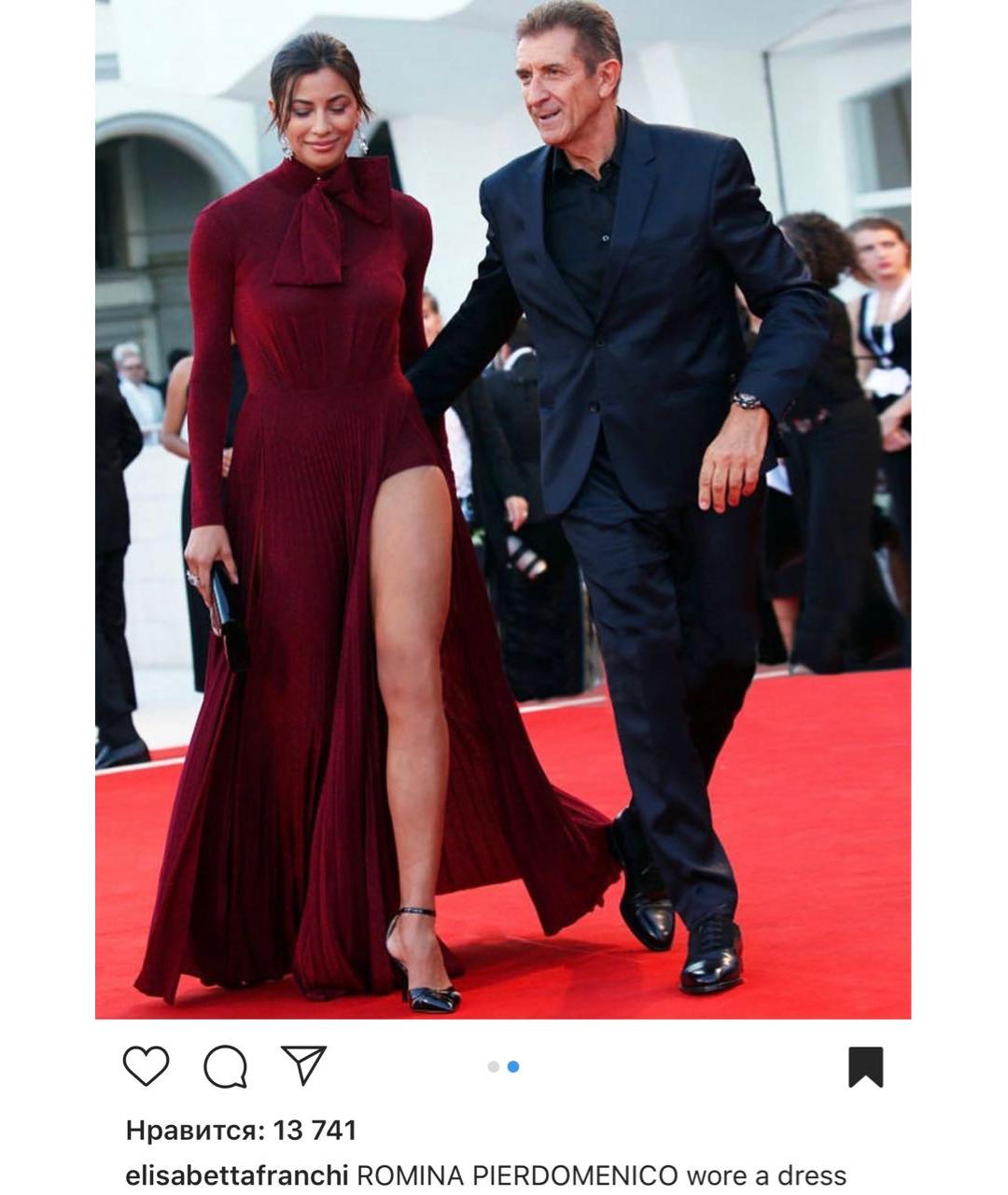 ELISABETTA FRANCHI Бордовое вискозное вечернее платье, фото 5