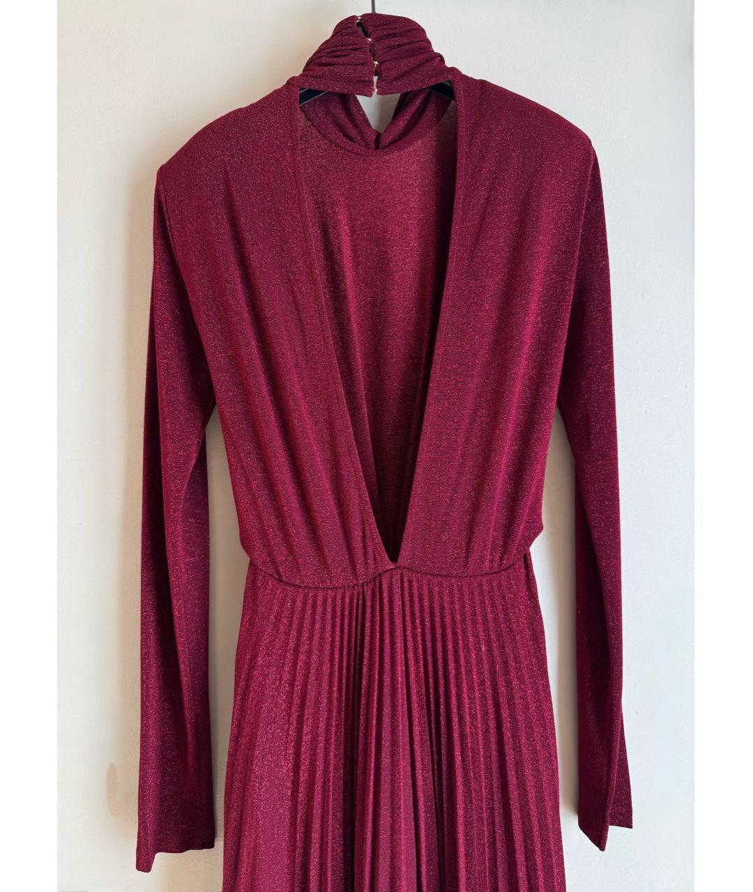 ELISABETTA FRANCHI Бордовое вискозное вечернее платье, фото 7