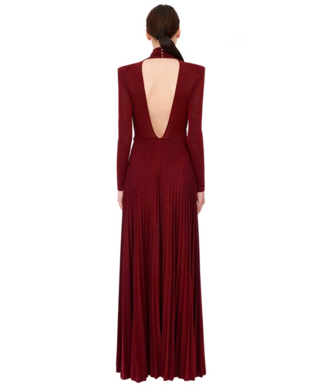 ELISABETTA FRANCHI Бордовое вискозное вечернее платье, фото 3