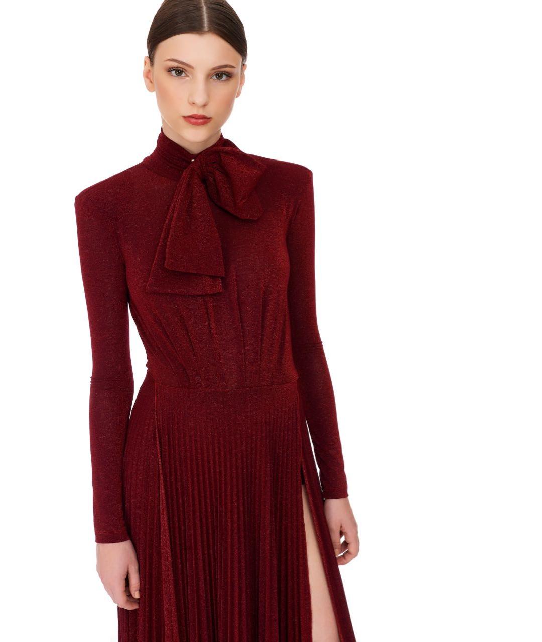 ELISABETTA FRANCHI Бордовое вискозное вечернее платье, фото 4
