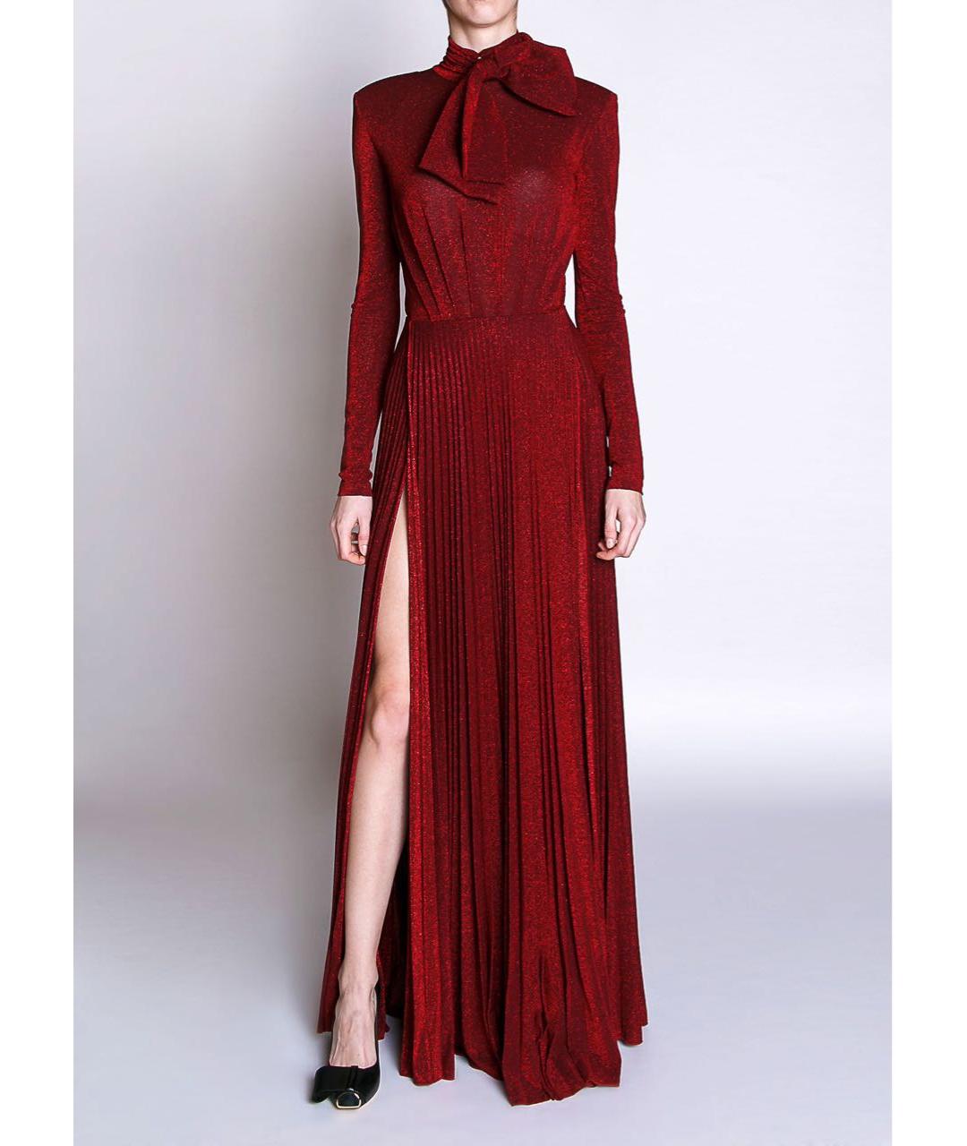 ELISABETTA FRANCHI Бордовое вискозное вечернее платье, фото 2