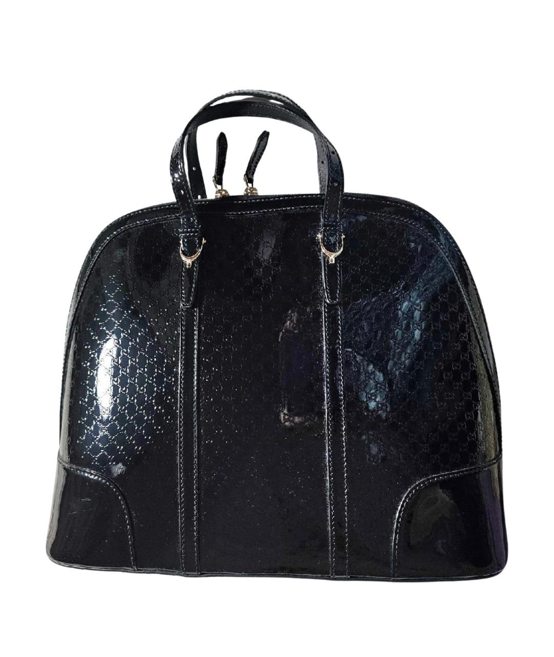 GUCCI Черная сумка с короткими ручками из лакированной кожи, фото 1