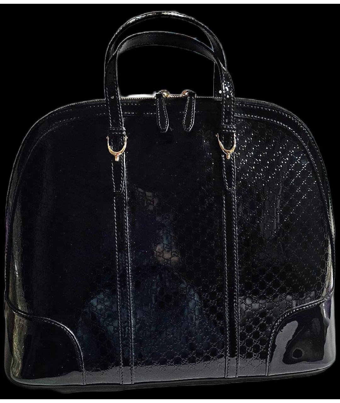GUCCI Черная сумка с короткими ручками из лакированной кожи, фото 3