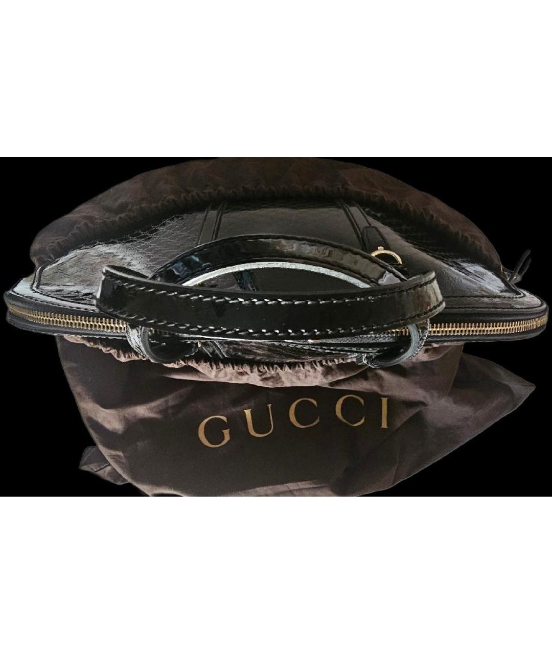 GUCCI Черная сумка с короткими ручками из лакированной кожи, фото 7