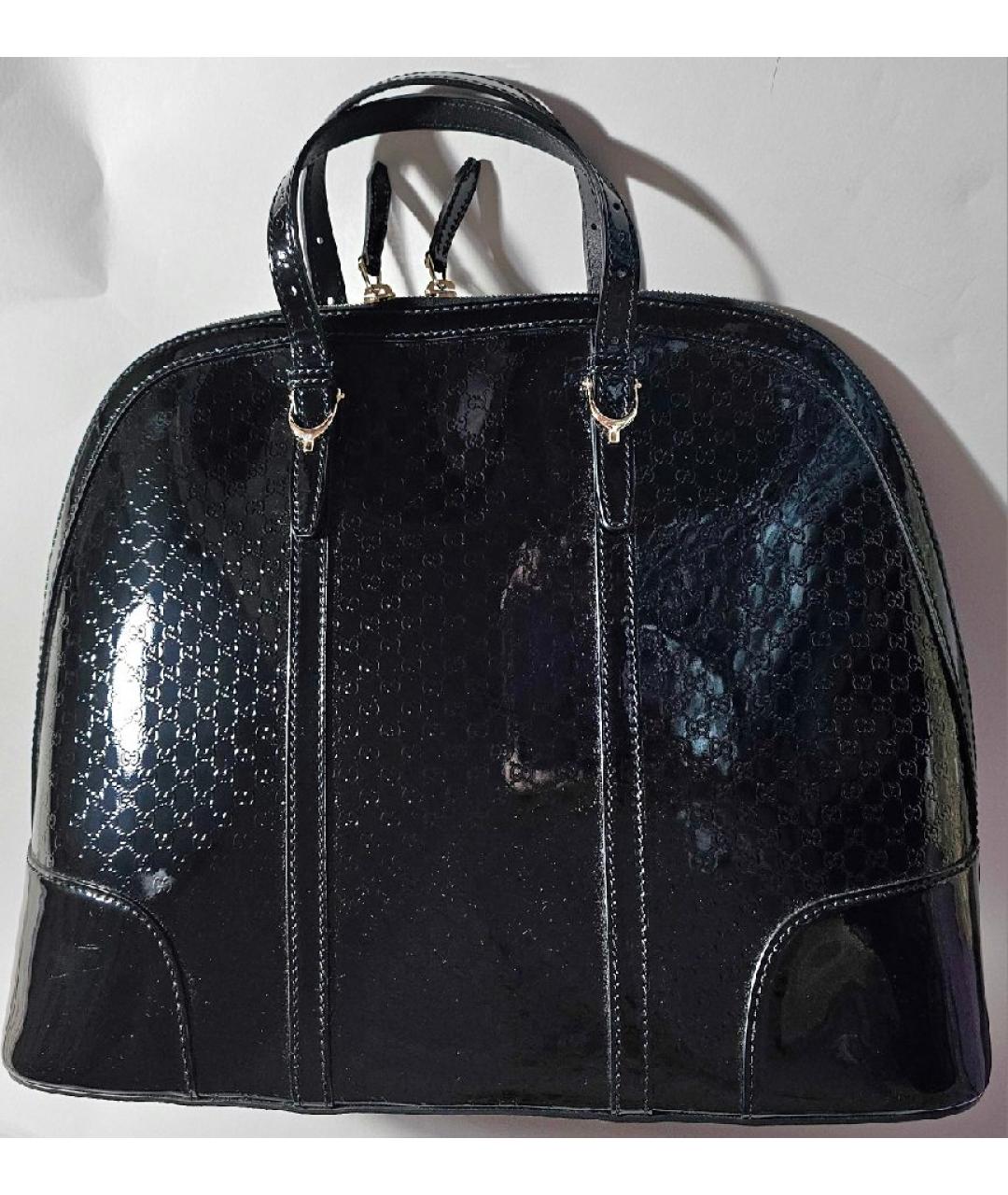 GUCCI Черная сумка с короткими ручками из лакированной кожи, фото 9