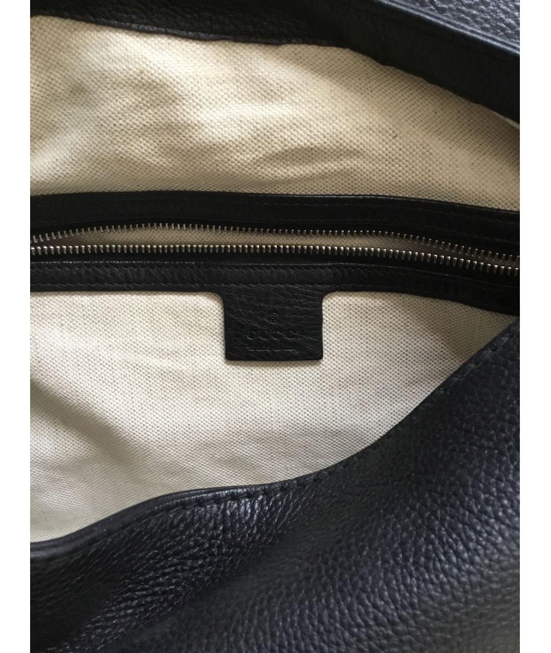 GUCCI Черная кожаная сумка тоут, фото 4