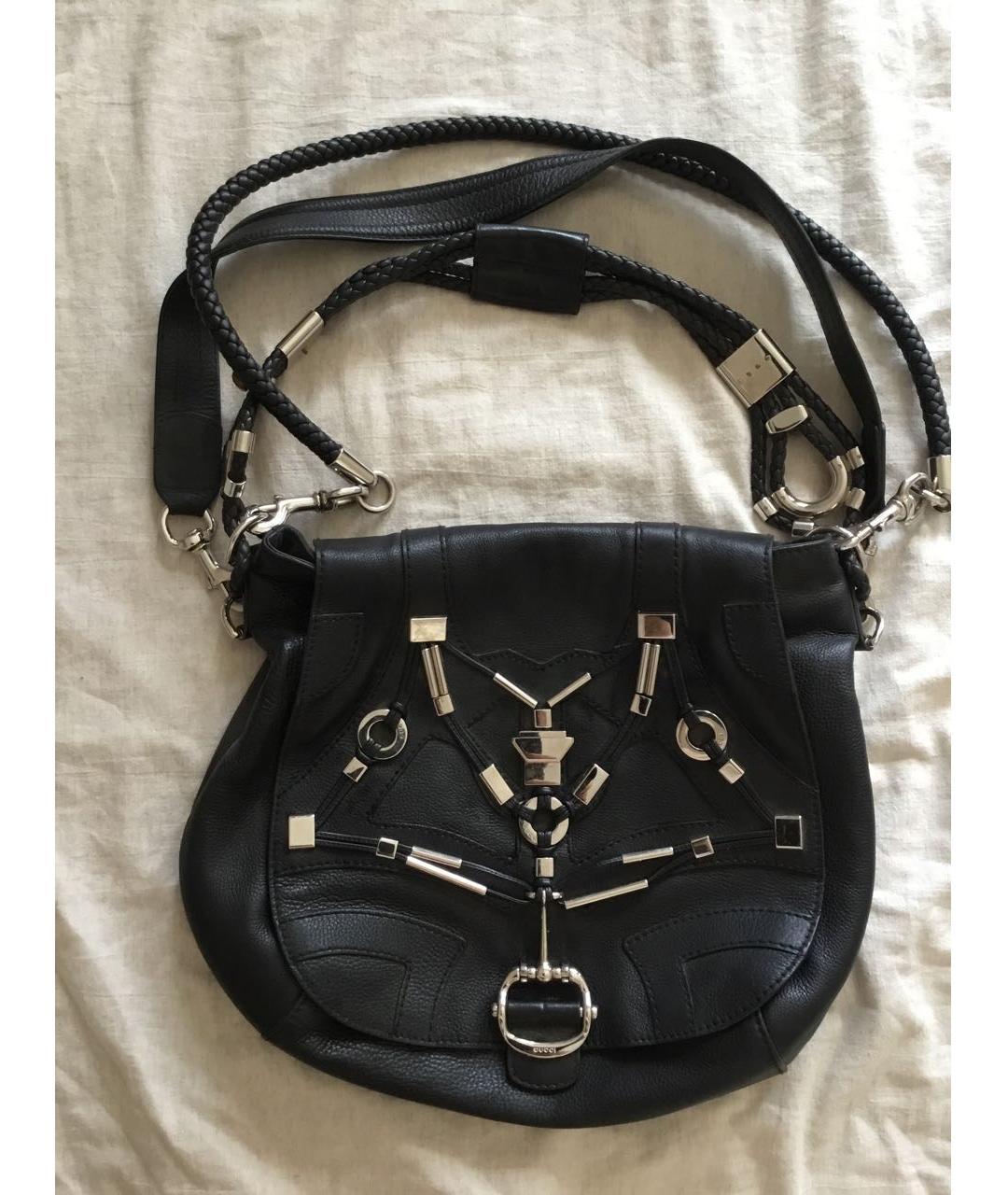 GUCCI Черная кожаная сумка тоут, фото 6