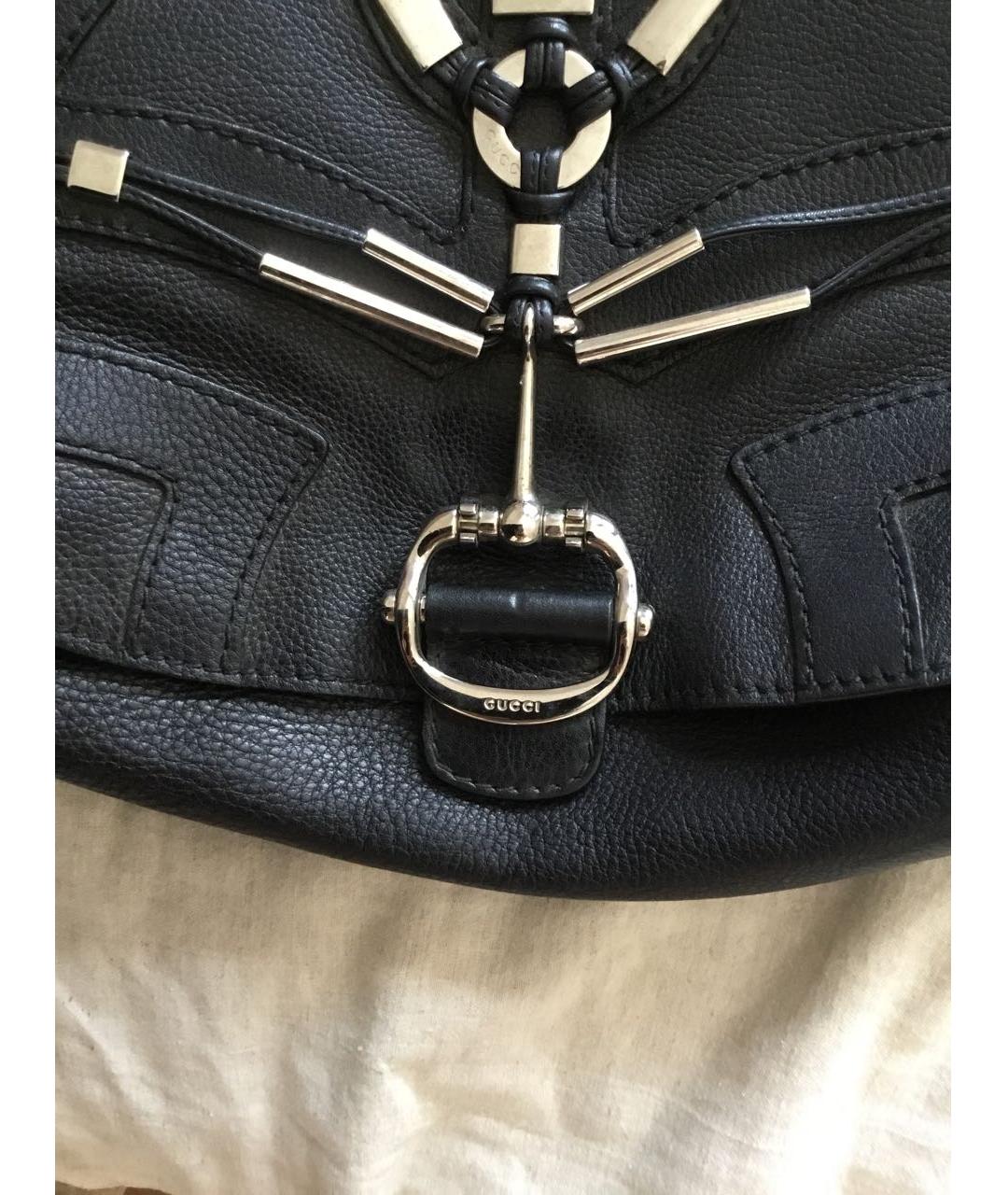 GUCCI Черная кожаная сумка тоут, фото 5