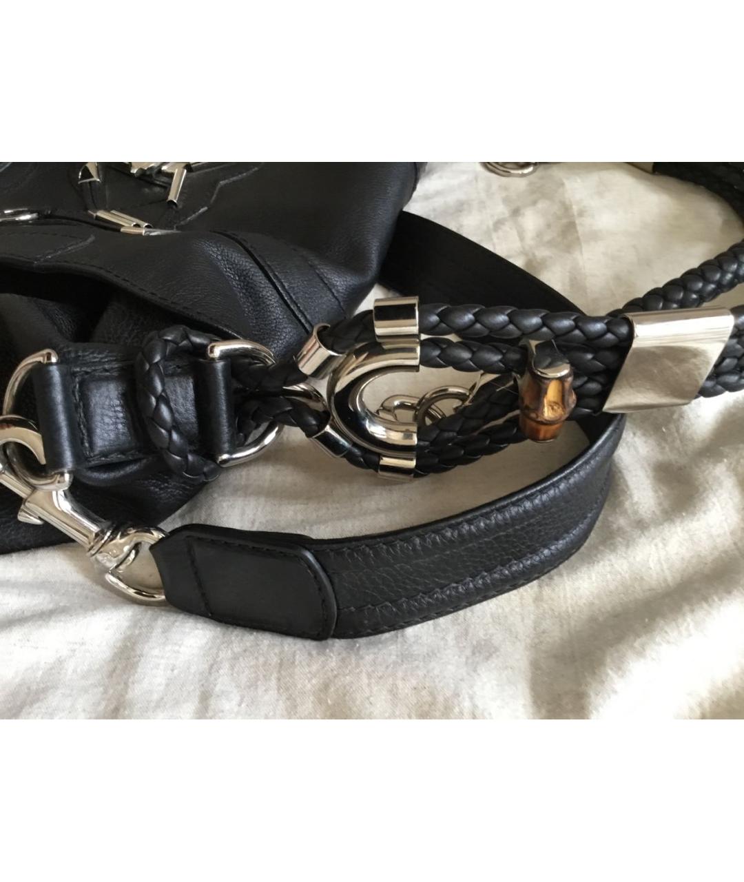 GUCCI Черная кожаная сумка тоут, фото 2