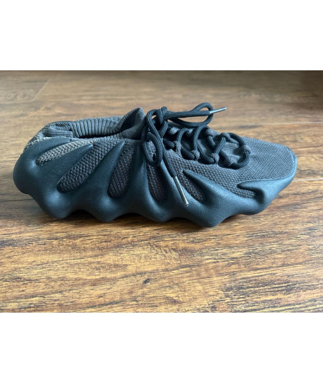 ADIDAS YEEZY Антрацитовые текстильные низкие кроссовки / кеды, фото 5