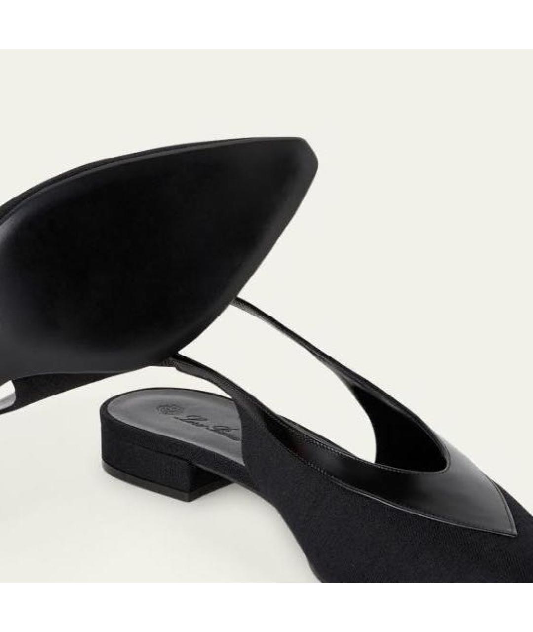 LORO PIANA Черные кожаные лодочки на низком каблуке, фото 3