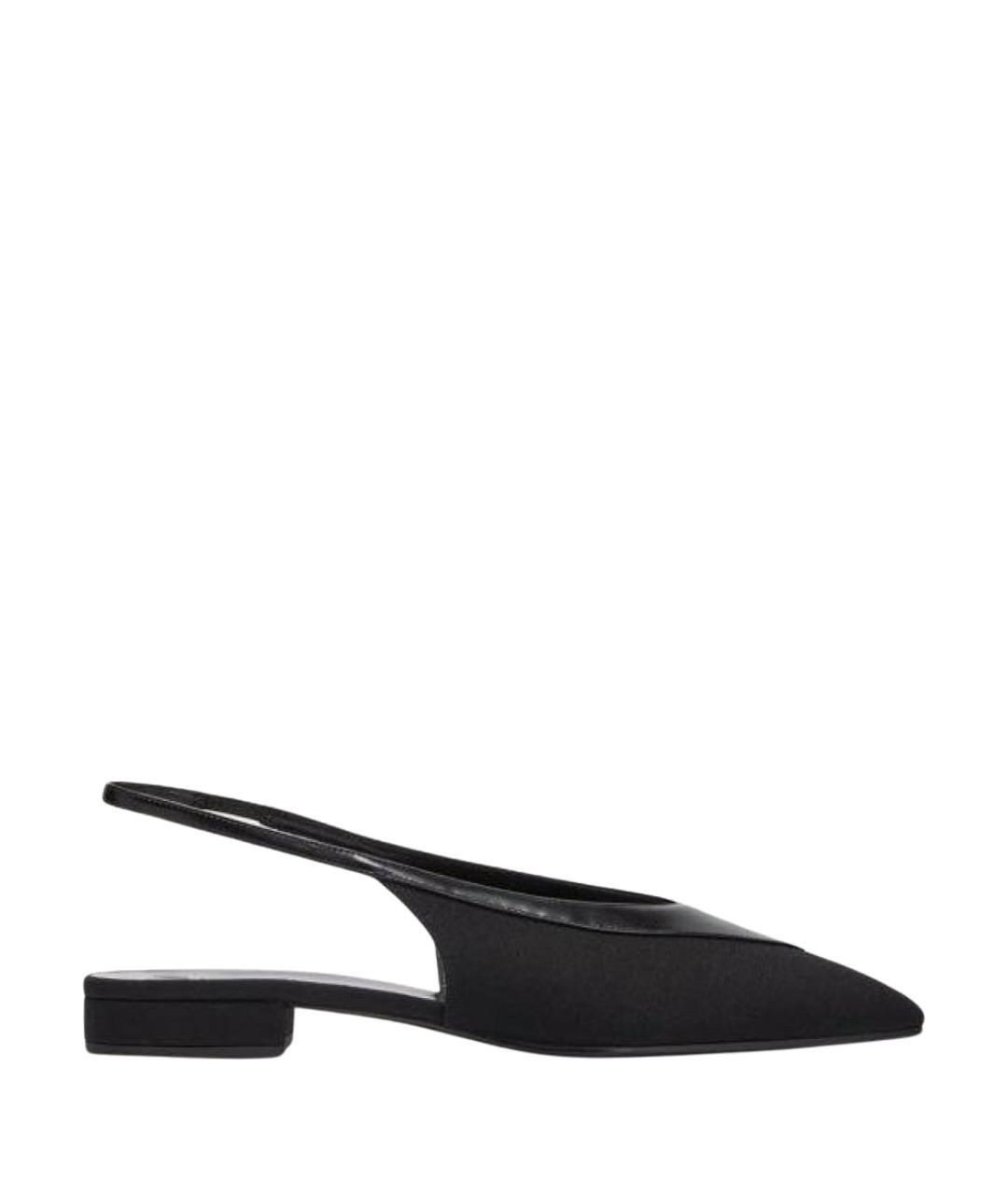 LORO PIANA Черные кожаные лодочки на низком каблуке, фото 1