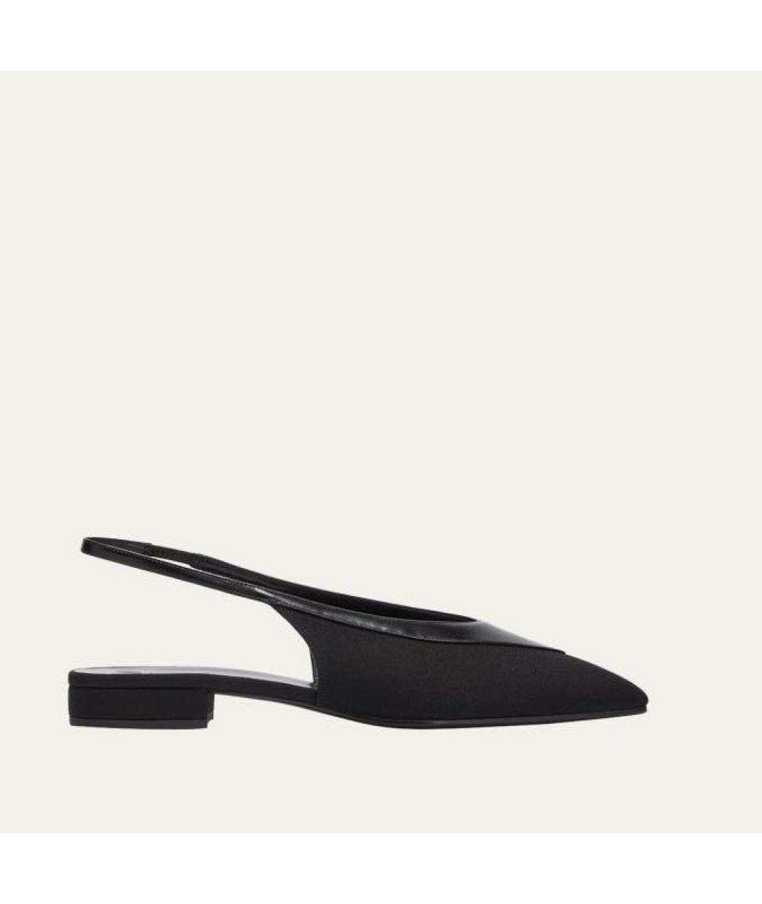 LORO PIANA Черные кожаные лодочки на низком каблуке, фото 8