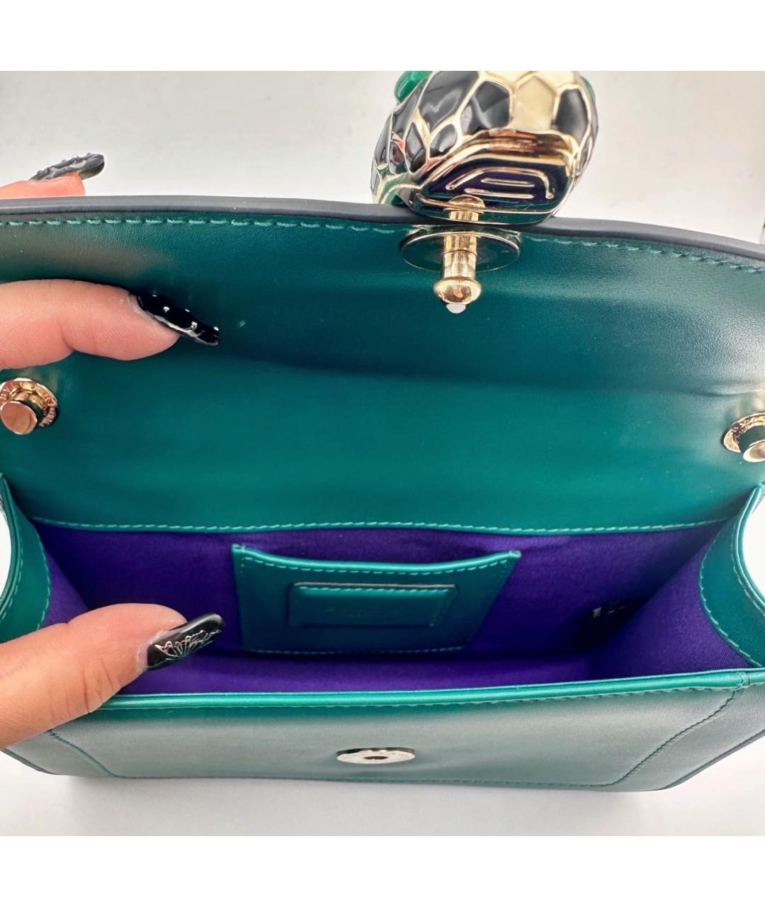 BVLGARI Зеленая кожаная сумка через плечо, фото 5