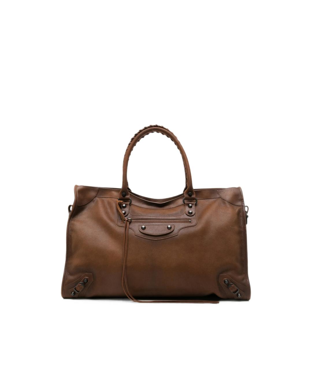BALENCIAGA Коричневая кожаная сумка тоут, фото 3
