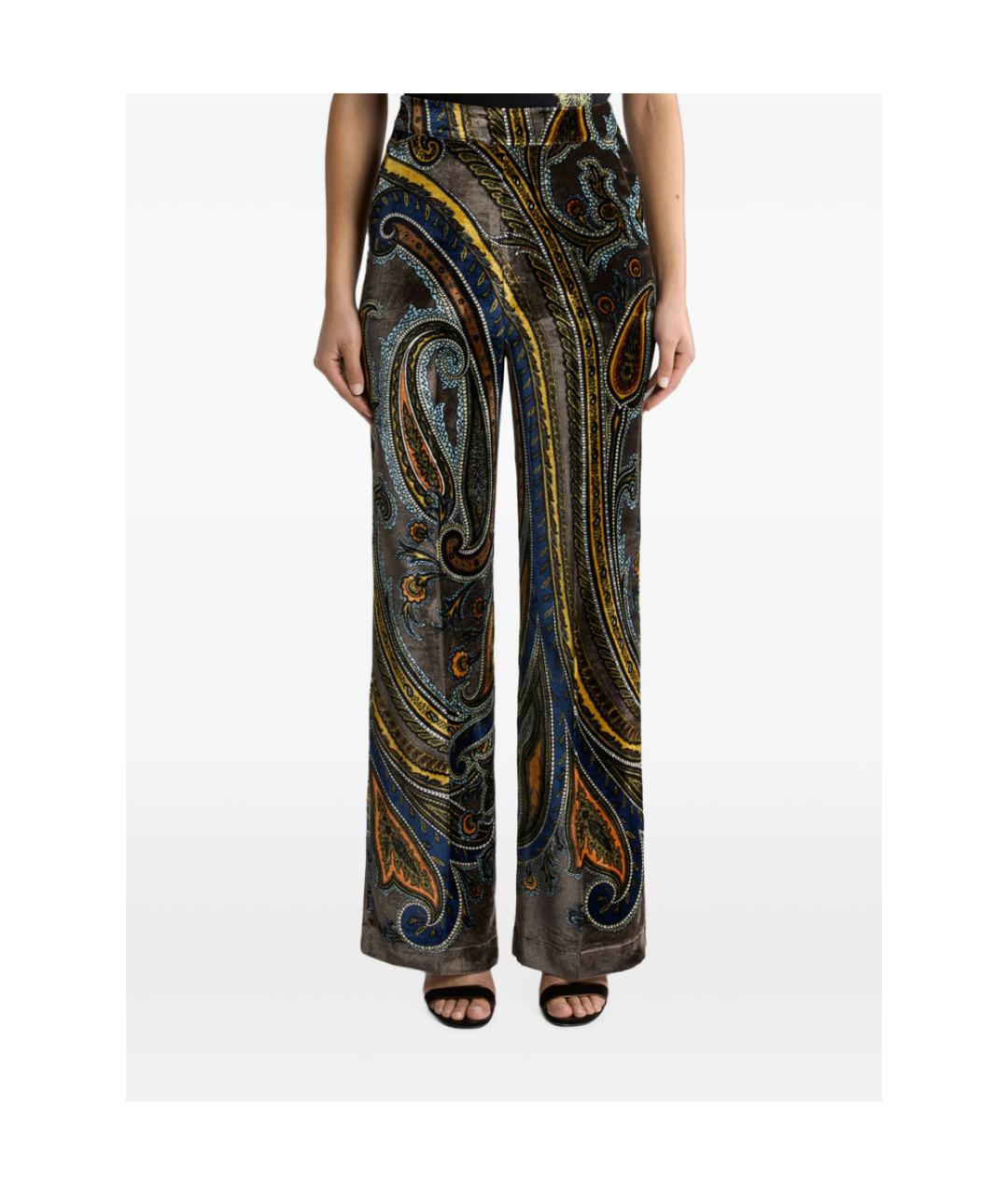ETRO Мульти шелковые прямые брюки, фото 2