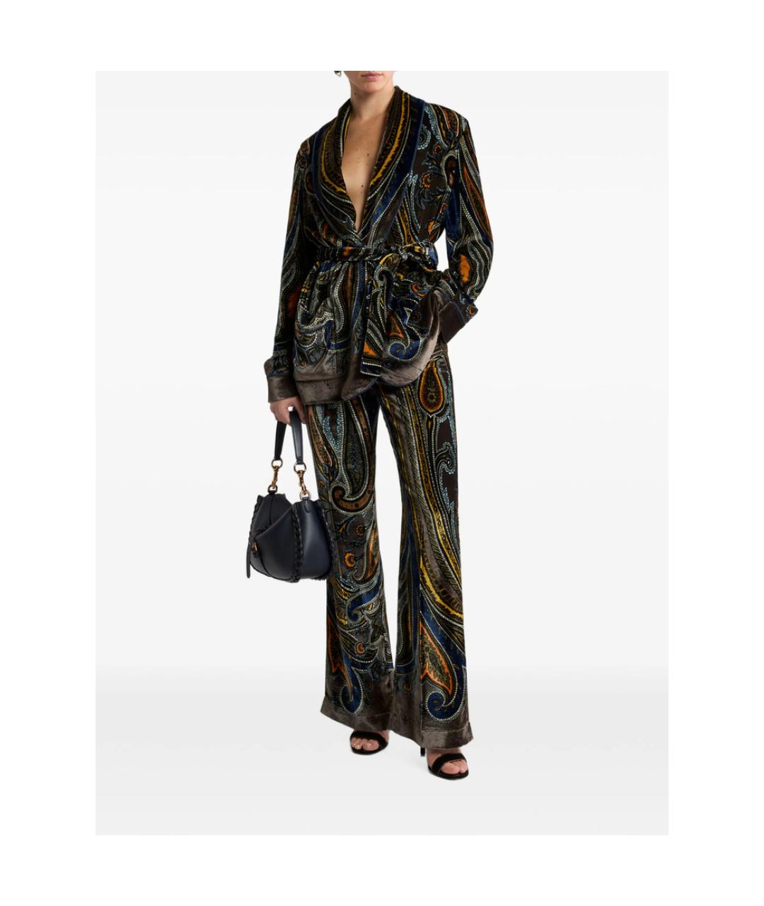 ETRO Мульти шелковые прямые брюки, фото 3