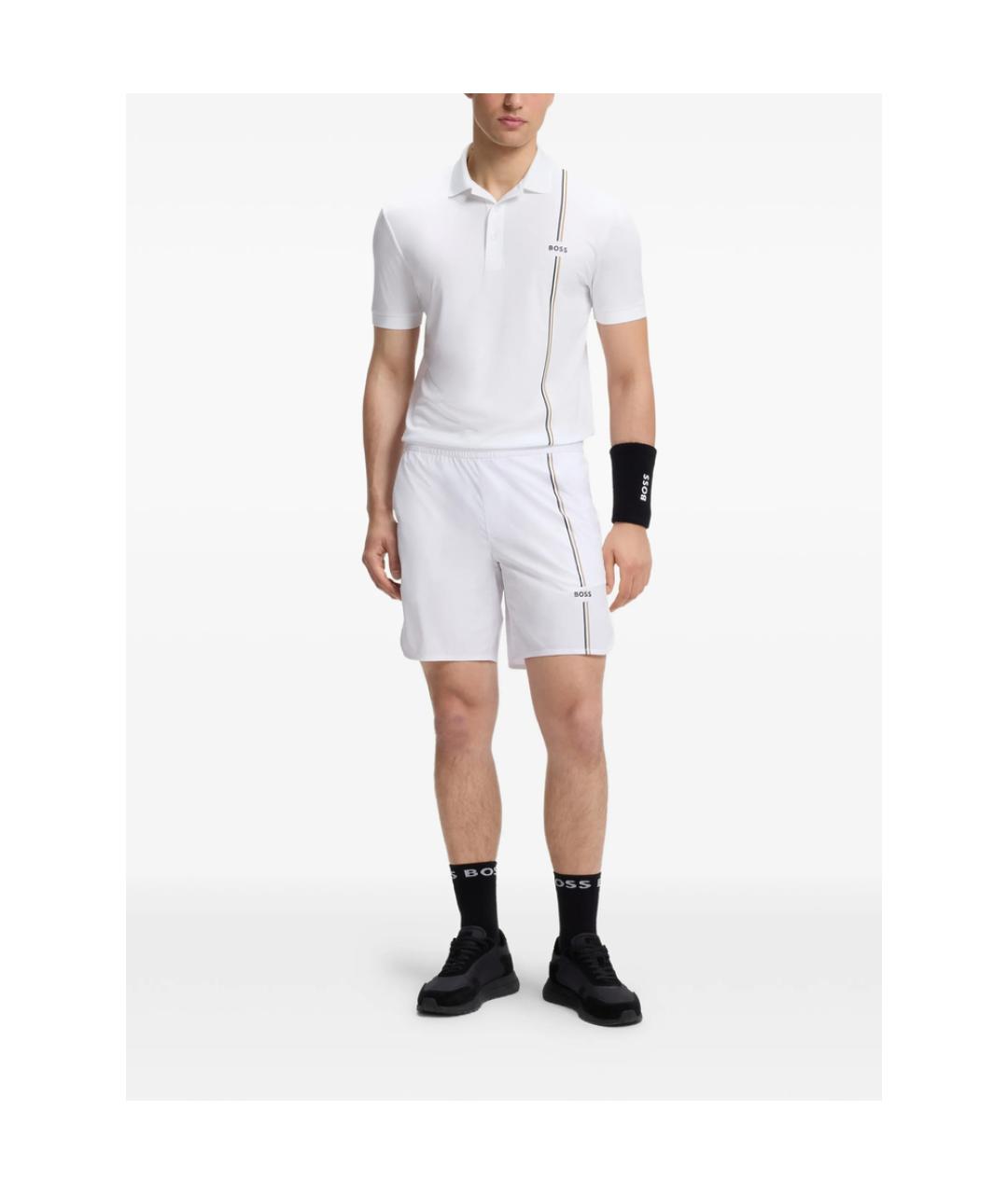 HUGO BOSS Белое синтетическое поло с коротким рукавом, фото 4