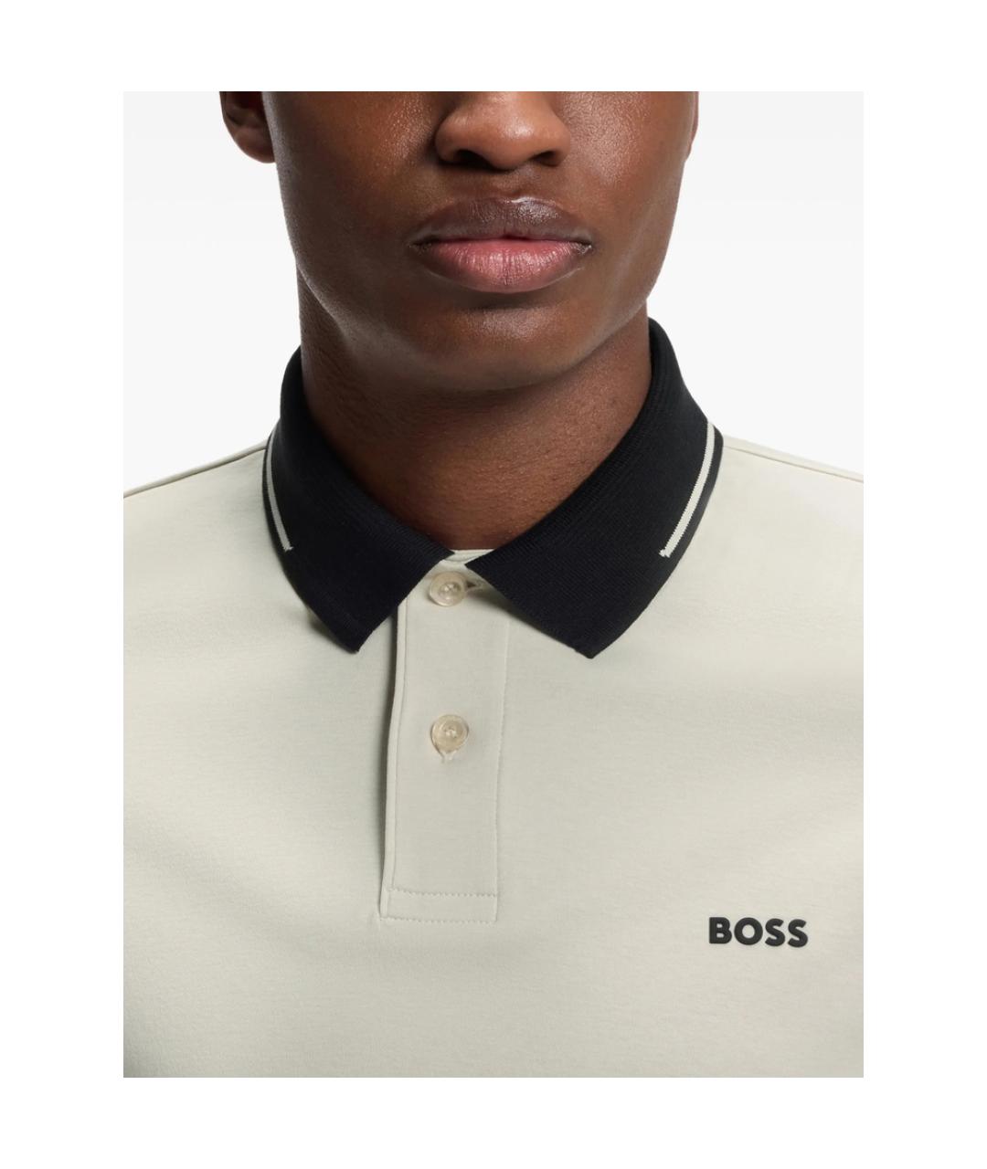 HUGO BOSS Бежевое хлопковое поло с коротким рукавом, фото 5