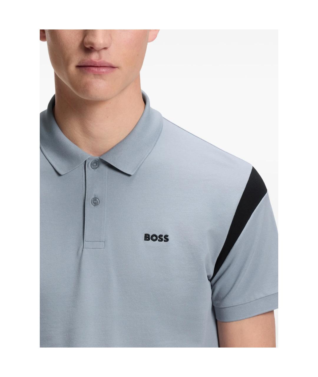HUGO BOSS Серое хлопковое поло с коротким рукавом, фото 3