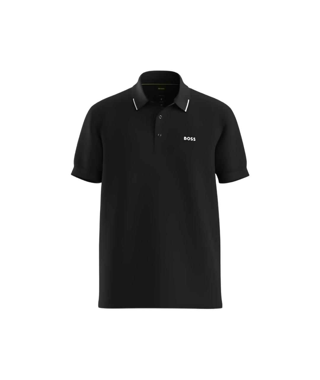 HUGO BOSS Черное хлопковое поло с коротким рукавом, фото 1