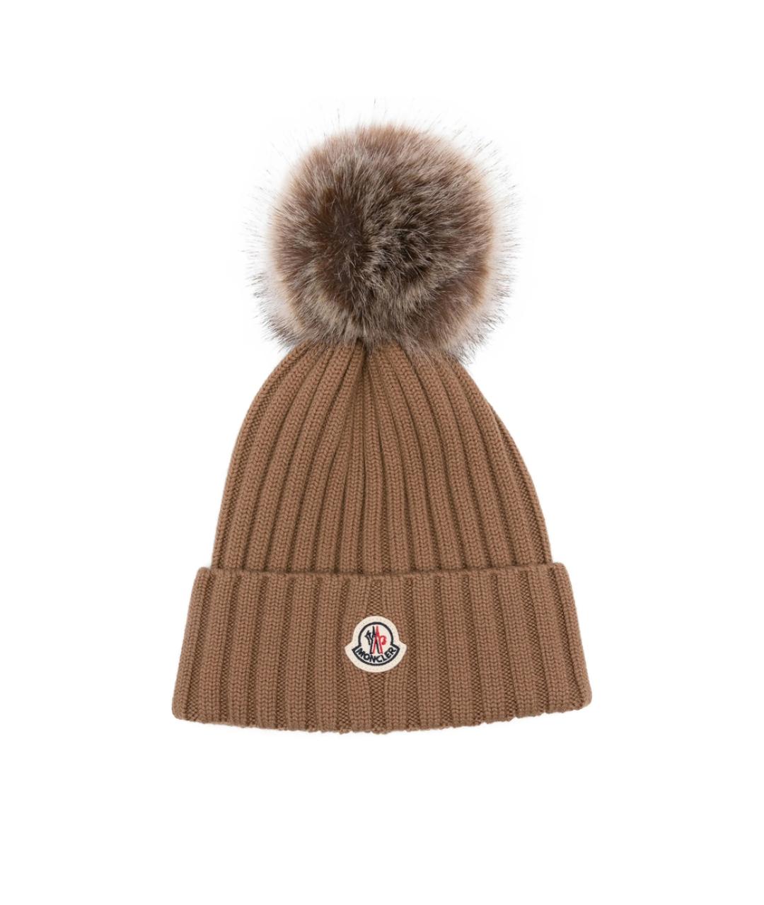 MONCLER Коричневая шапка, фото 1