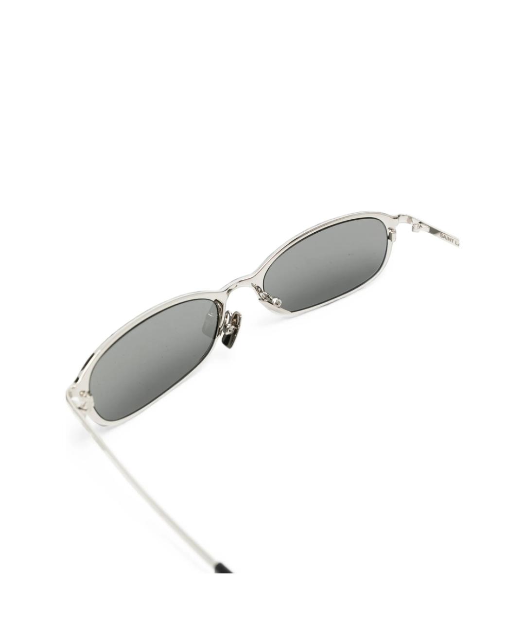 SAINT LAURENT Серебряные металлические солнцезащитные очки, фото 2