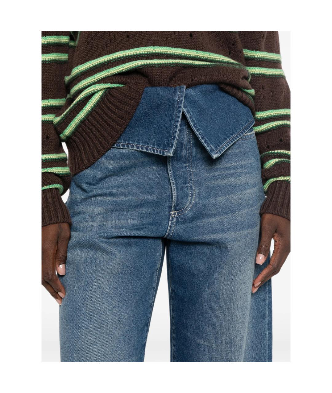 DRIES VAN NOTEN Синие хлопковые прямые джинсы, фото 3
