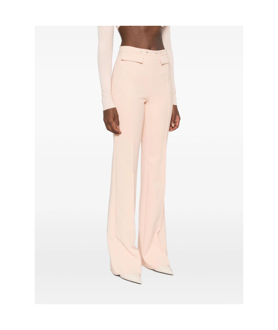 ELISABETTA FRANCHI Розовые полиэстеровые прямые брюки, фото 2