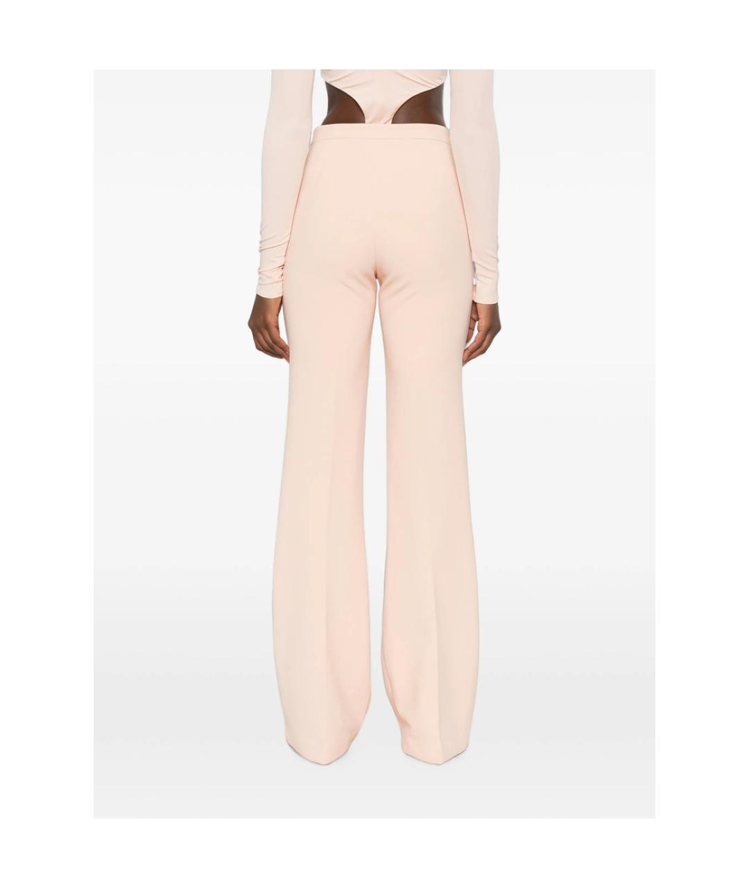 ELISABETTA FRANCHI Розовые полиэстеровые прямые брюки, фото 3