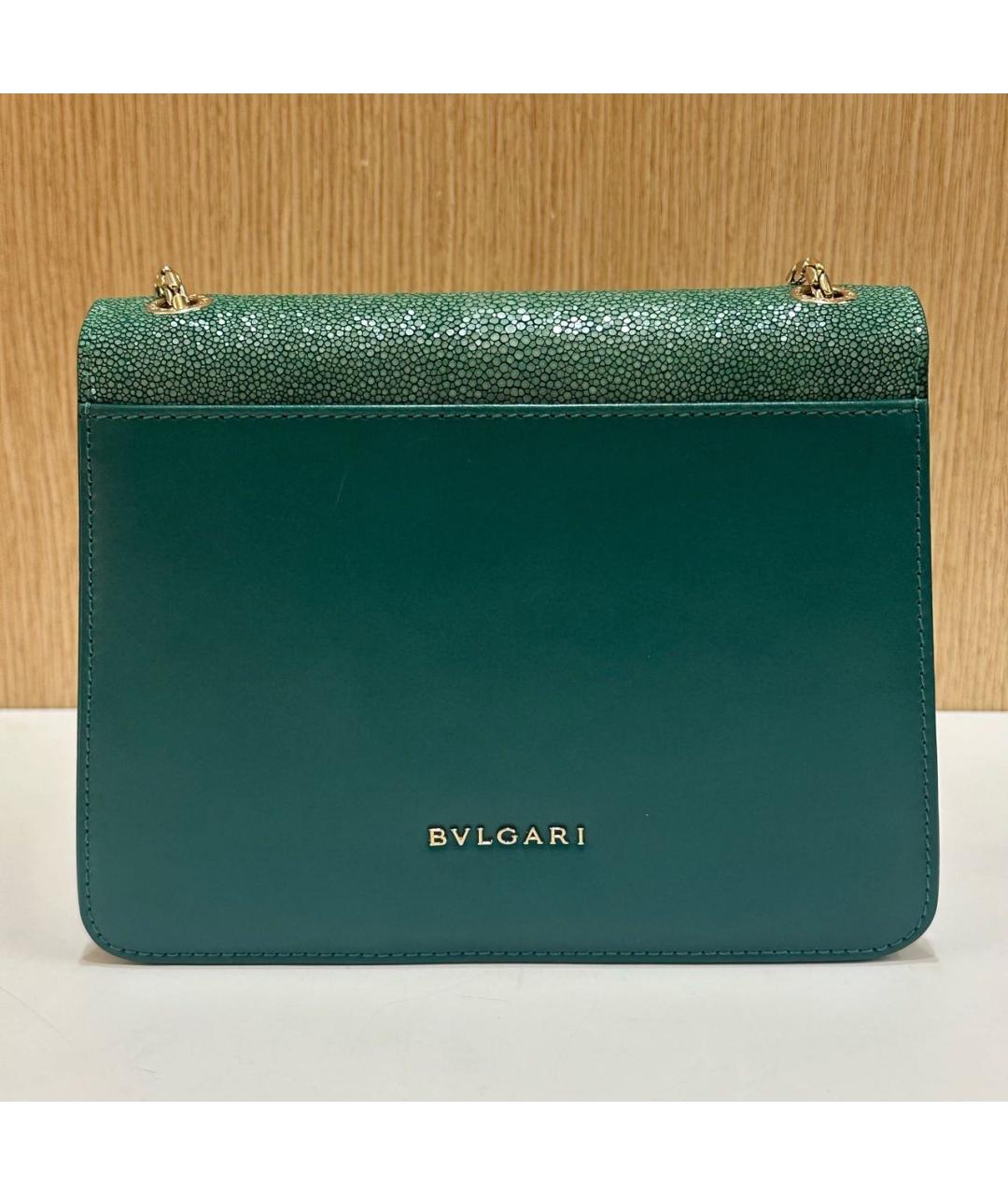 BVLGARI Зеленая кожаная сумка через плечо, фото 3