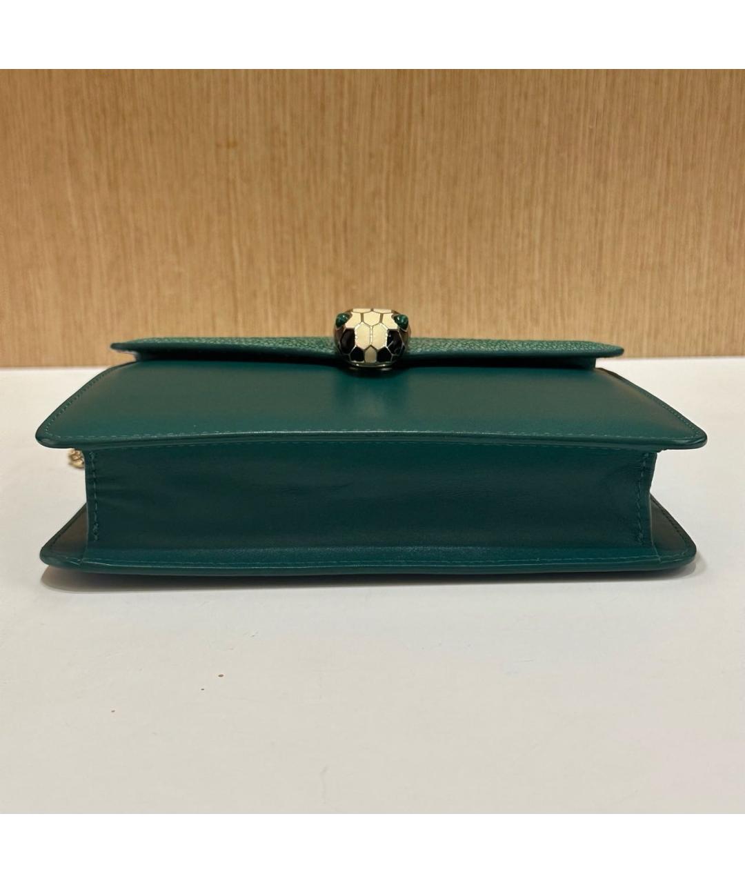 BVLGARI Зеленая кожаная сумка через плечо, фото 4