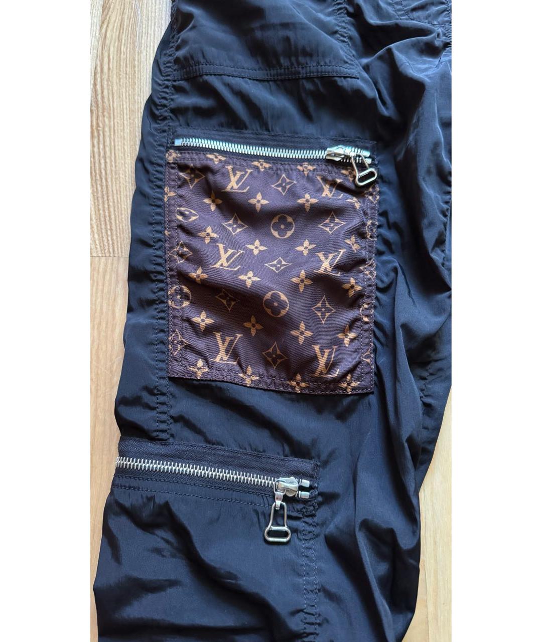 LOUIS VUITTON Черные полиэстеровые прямые брюки, фото 3