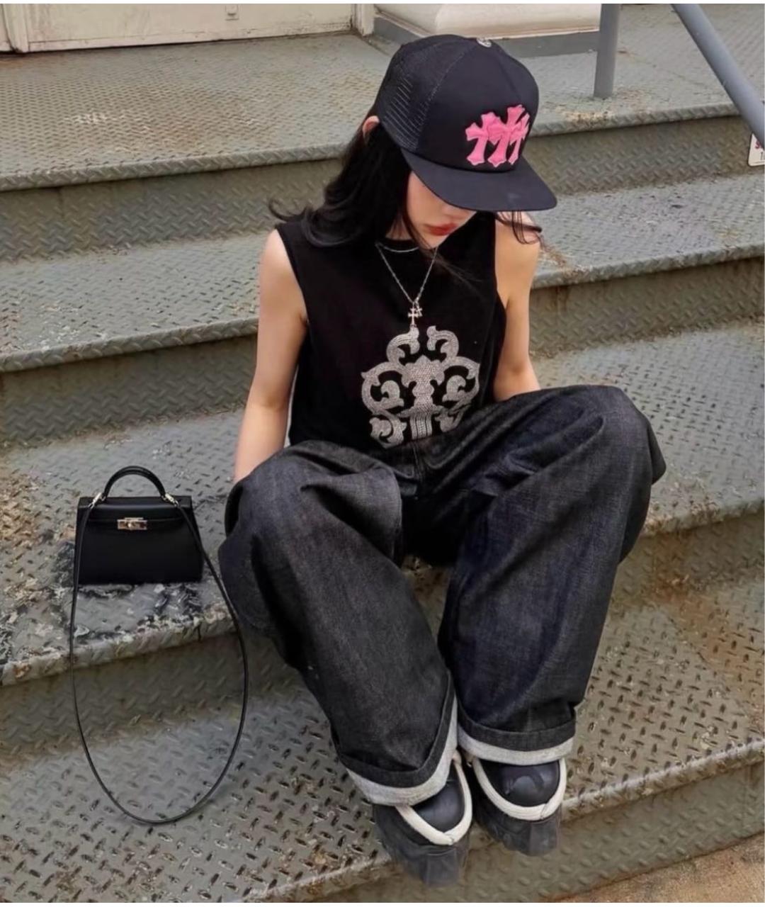 CHROME HEARTS Черная кашемировая майка, фото 5