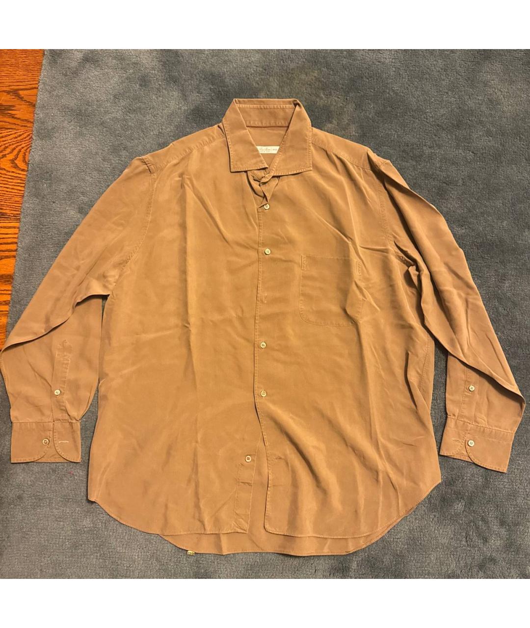 LORO PIANA Коричневая хлопковая классическая рубашка, фото 4