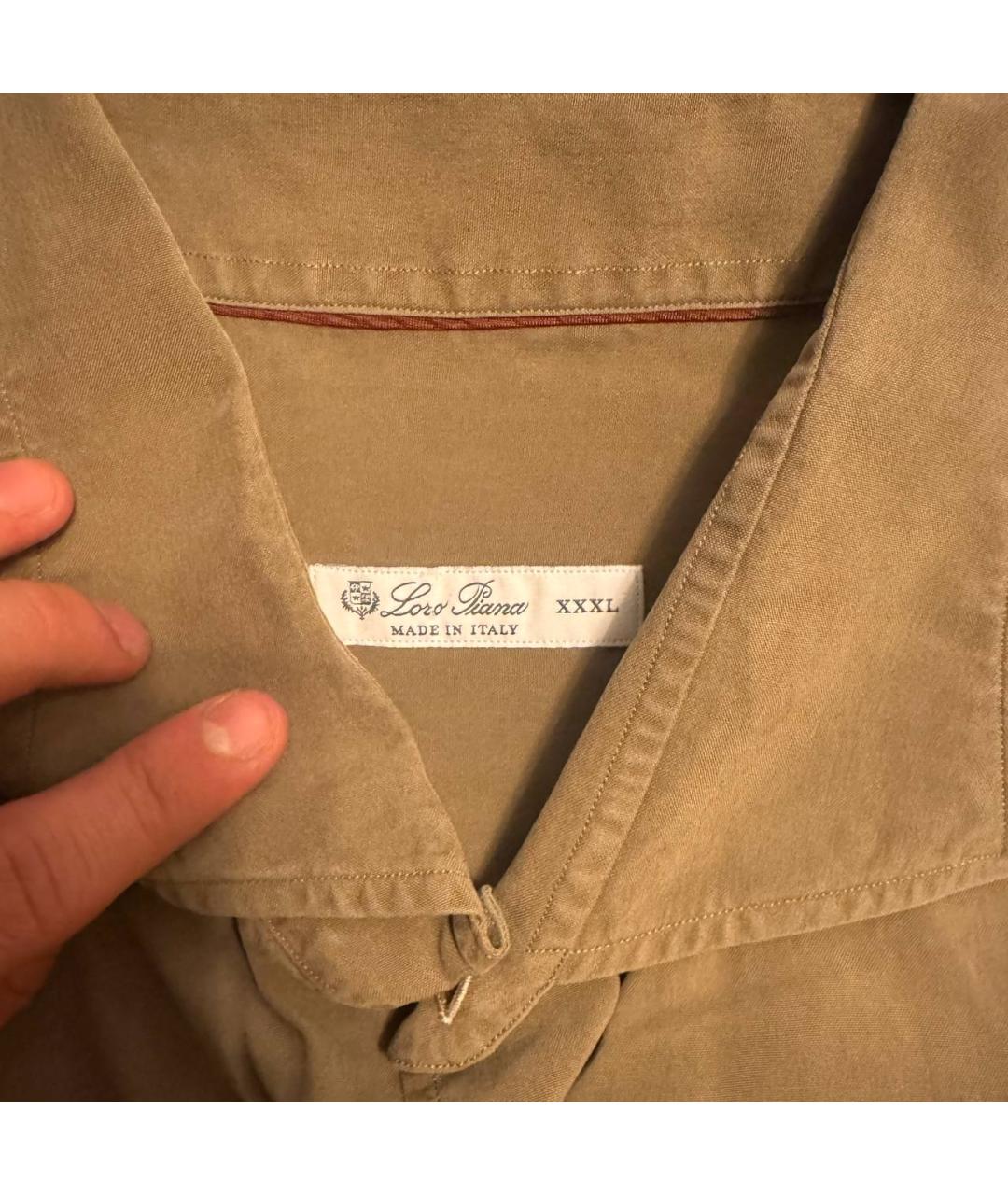 LORO PIANA Коричневая хлопковая классическая рубашка, фото 2