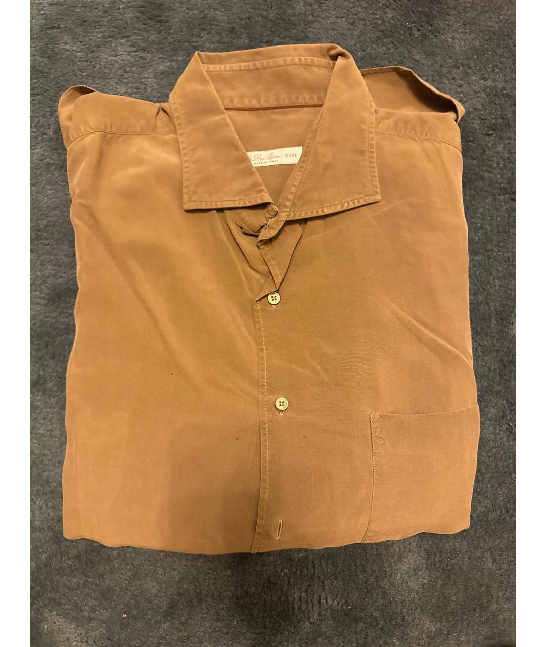 LORO PIANA Коричневая хлопковая классическая рубашка, фото 3