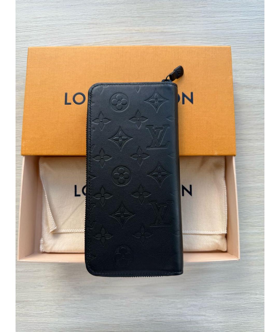 LOUIS VUITTON Черный кожаный кошелек, фото 2