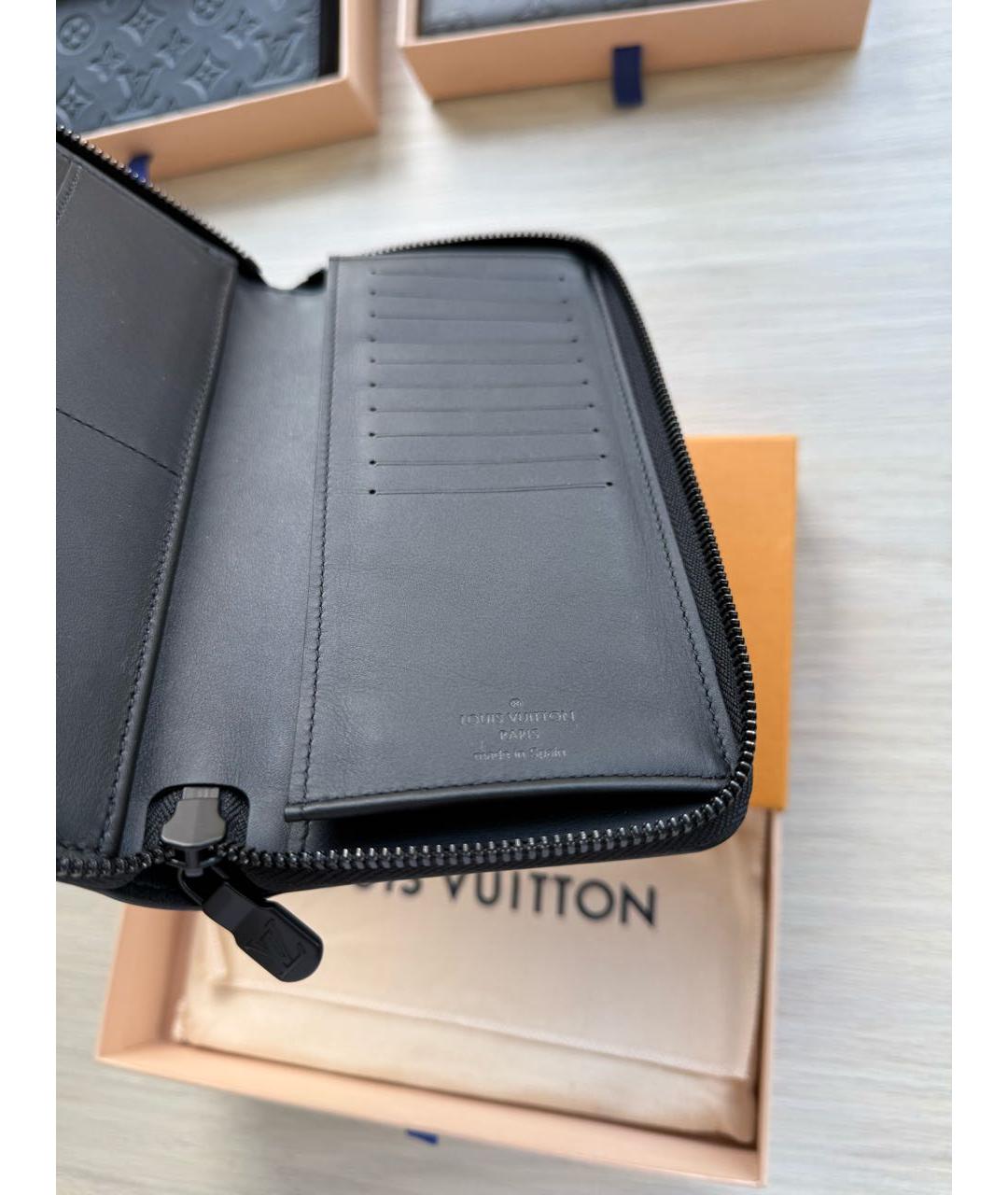 LOUIS VUITTON Черный кожаный кошелек, фото 4
