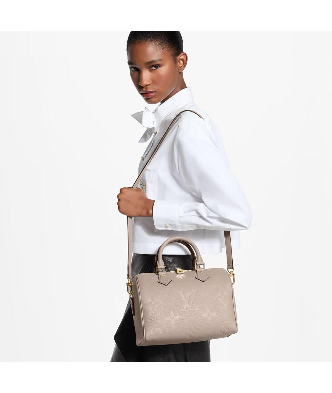 LOUIS VUITTON Бежевая кожаная сумка тоут, фото 5